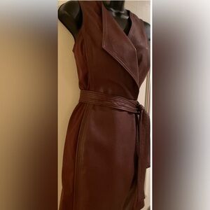 New! BCBG Smooth & Sophisticated Pleather Mini Dress in Rich Cocoa Brown